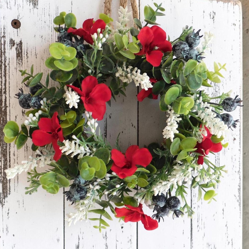 Patriotic Candle Ring‎ Red White Blue Mini Wreath Cabinet Wreath 4th of July
